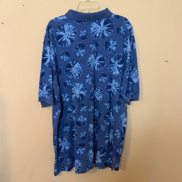 Vintage 1990s Polo Ralph Lauren Indigo Tie Dye Pattern Print Polo Shirt NWT 2XLT - Picture 4 of 4